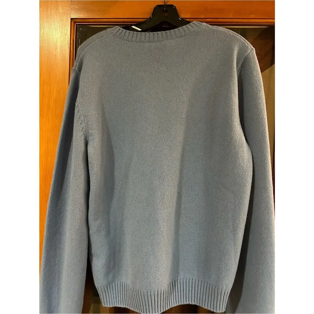 Men's Gucci Light Blue Men's felted wool knit Crewneck Sweater size XL Italy